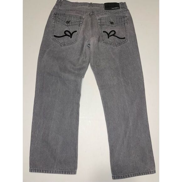 Rocawear Jeans Mens 34x30 Gray Classic Fit Loose Flap Pockets Dark Wash Tag 36 - Picture 9 of 10